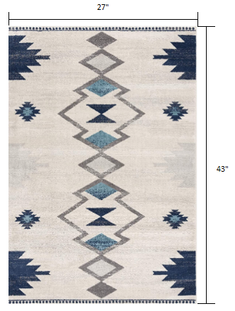 2' X 4' Cream Southwestern Dhurrie Area Rug