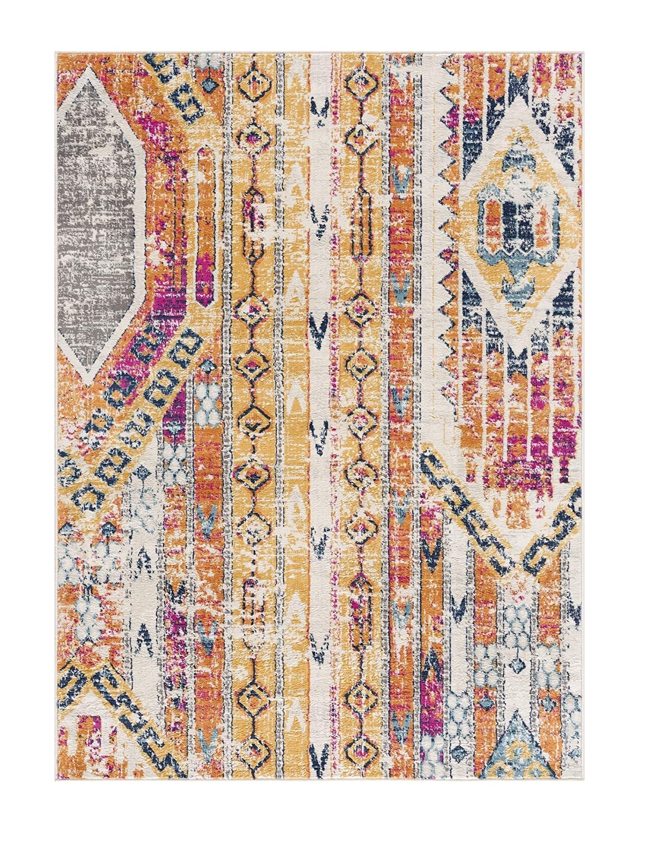 10' Orange And Ivory Southwestern Dhurrie Runner Rug