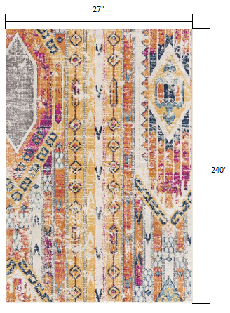 20' Gold Southwestern Dhurrie Runner Rug