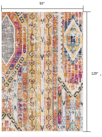 8' X 10' Orange And Ivory Southwestern Dhurrie Area Rug