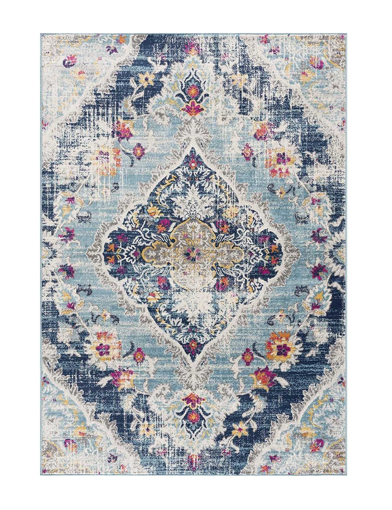 2' X 4' Blue Oriental Dhurrie Area Rug