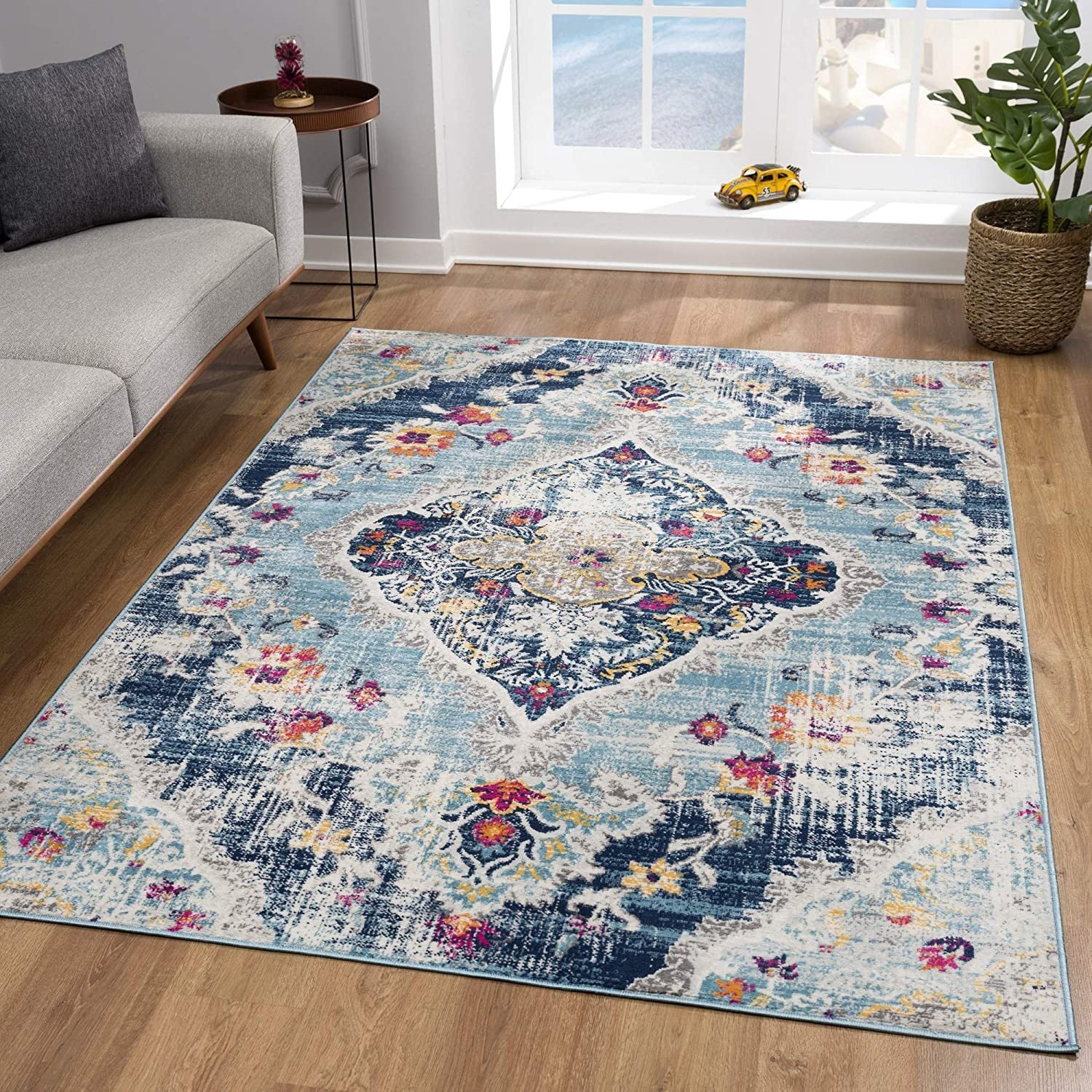 2' X 5' Blue Oriental Dhurrie Area Rug