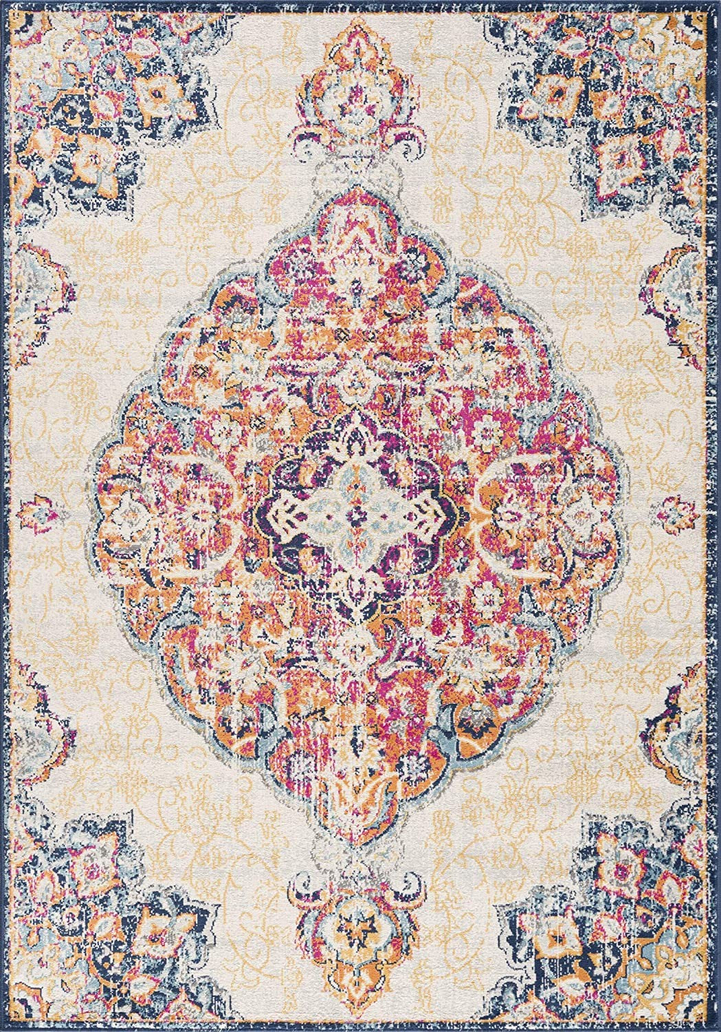 2' X 4' Cream Oriental Dhurrie Area Rug