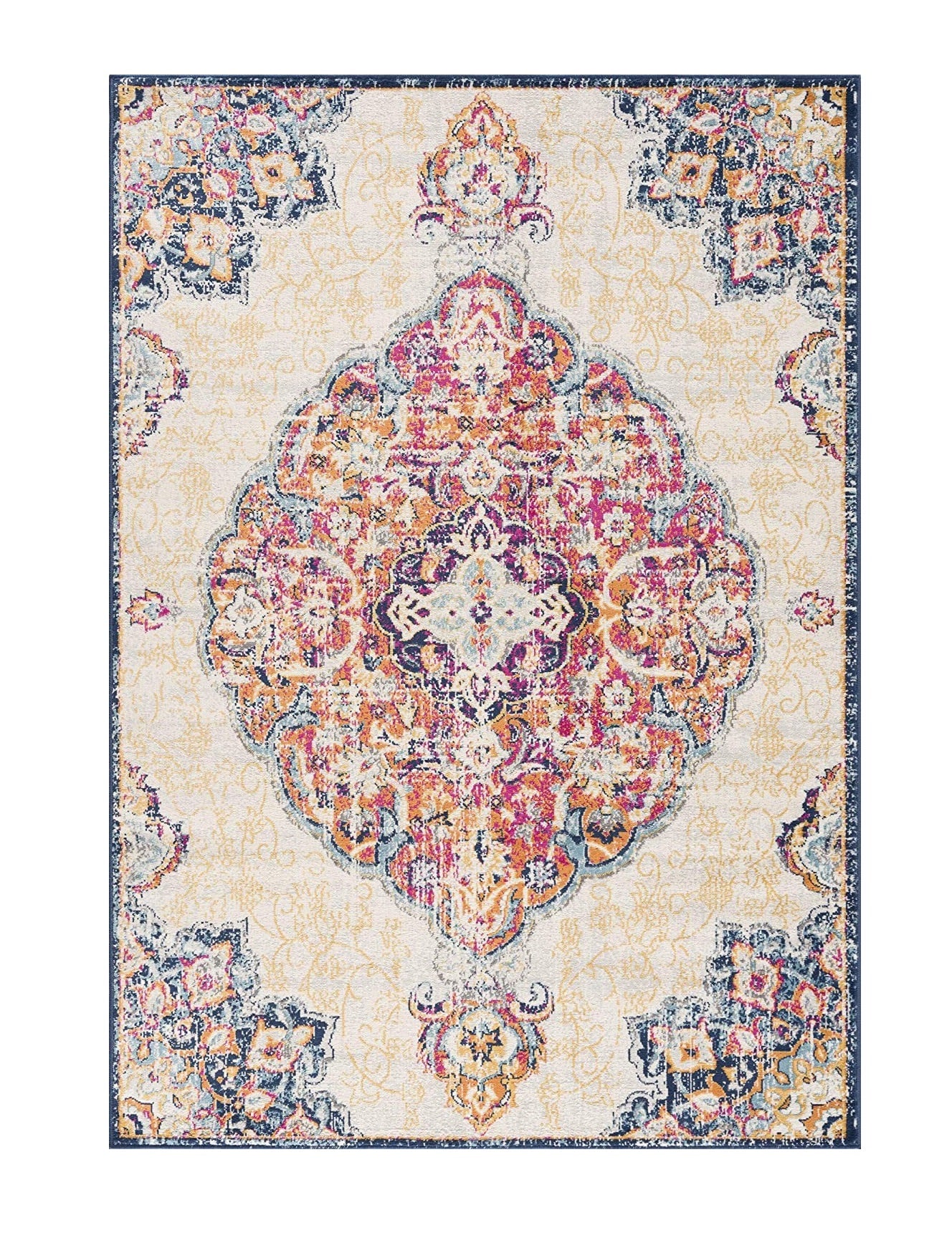 2' X 4' Cream Oriental Dhurrie Area Rug