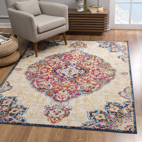 2' X 6' Cream Oriental Dhurrie Area Rug