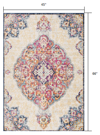 4' X 6' Cream Oriental Dhurrie Area Rug