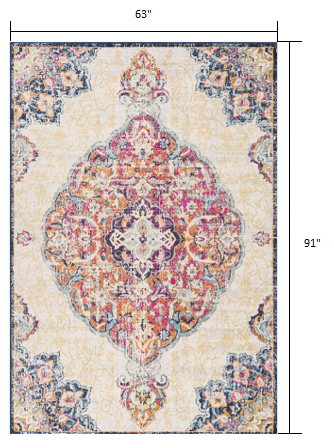 5' X 7' Cream Oriental Dhurrie Area Rug