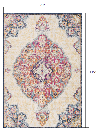 6' X 9' Cream Oriental Dhurrie Area Rug