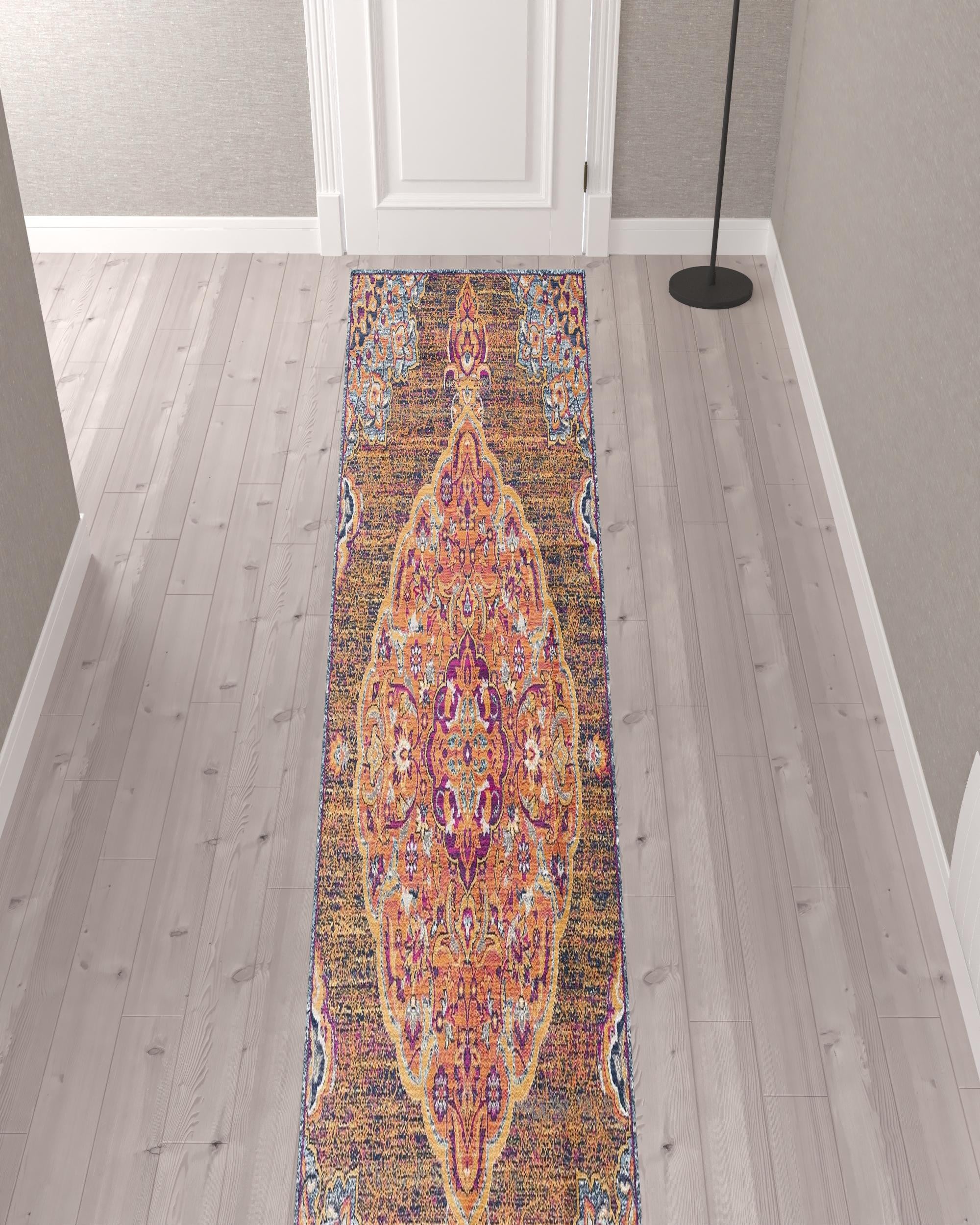 2’ X 15’ Rustic Orange Medallion Runner Rug