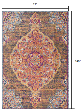 20' Rust Oriental Runner Rug