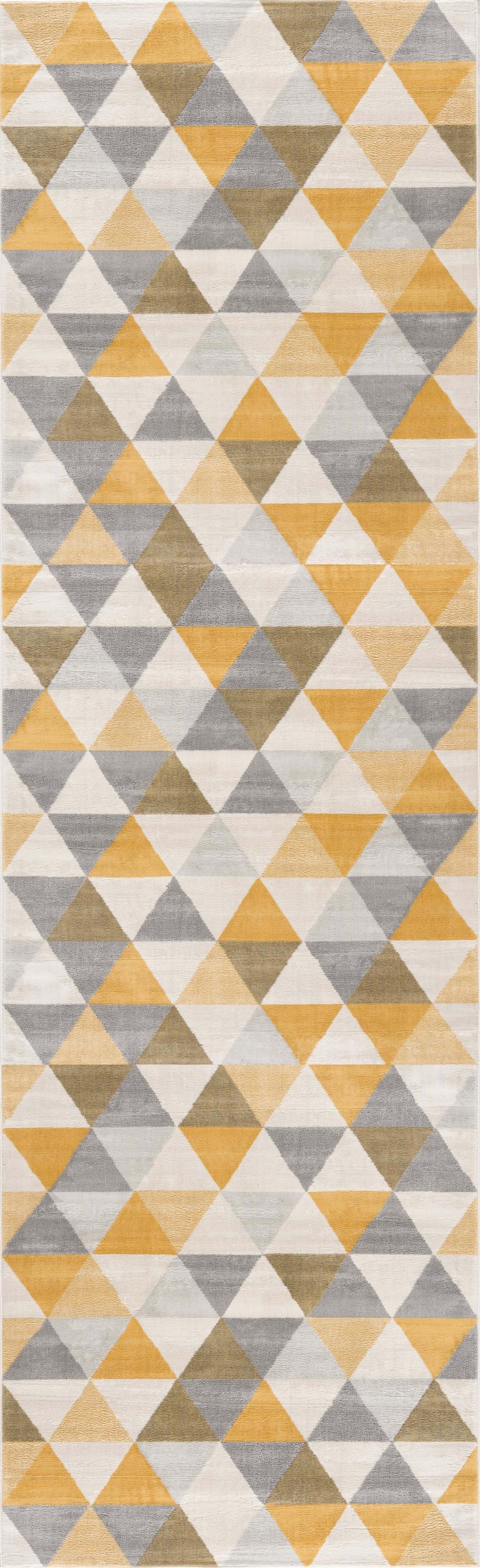 13' Runner Yellow Geometric Dhurrie Runner Rug