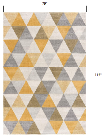 6' X 9' Yellow Geometric Dhurrie Area Rug