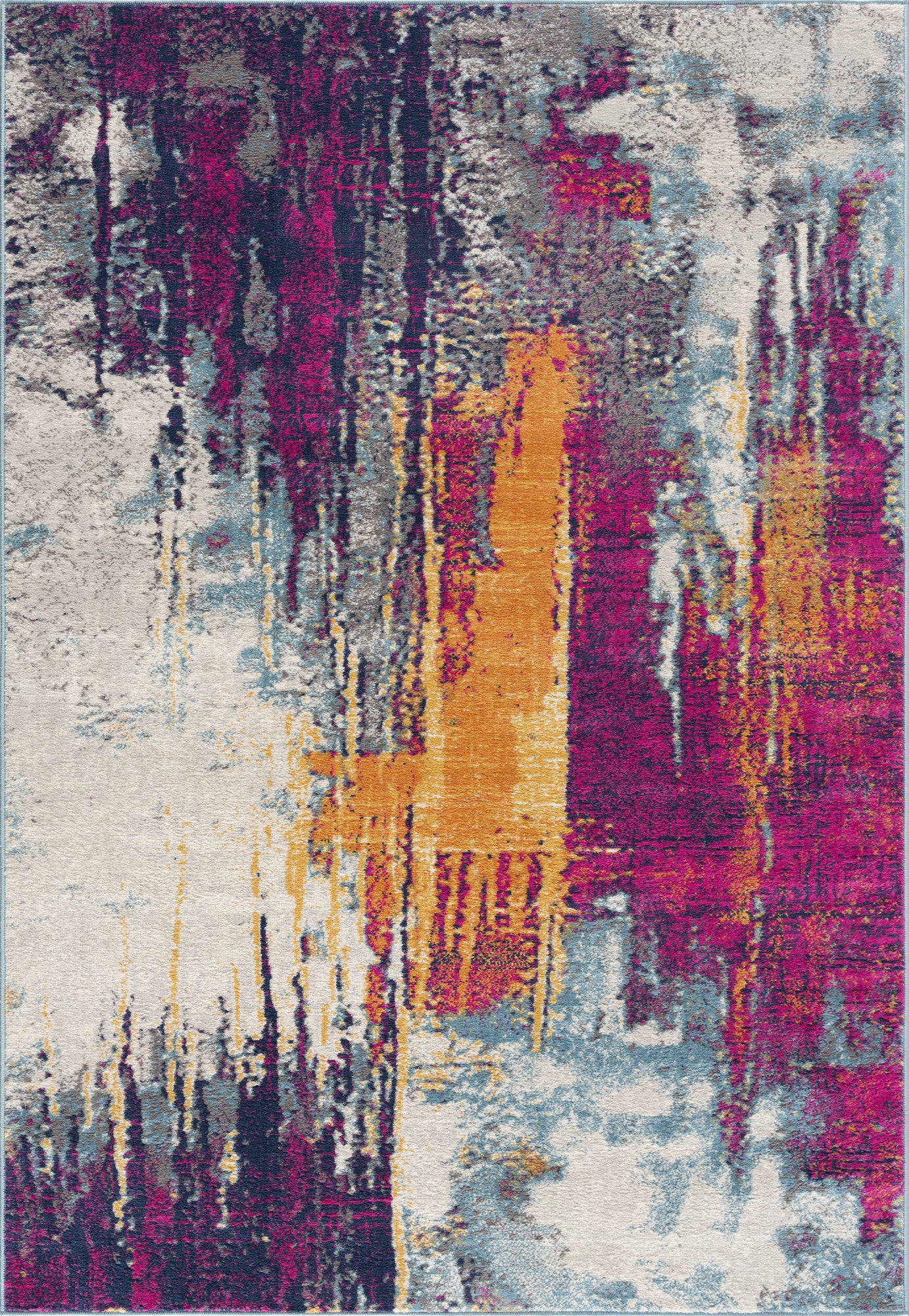 4' X 6' Magenta Abstract Dhurrie Area Rug