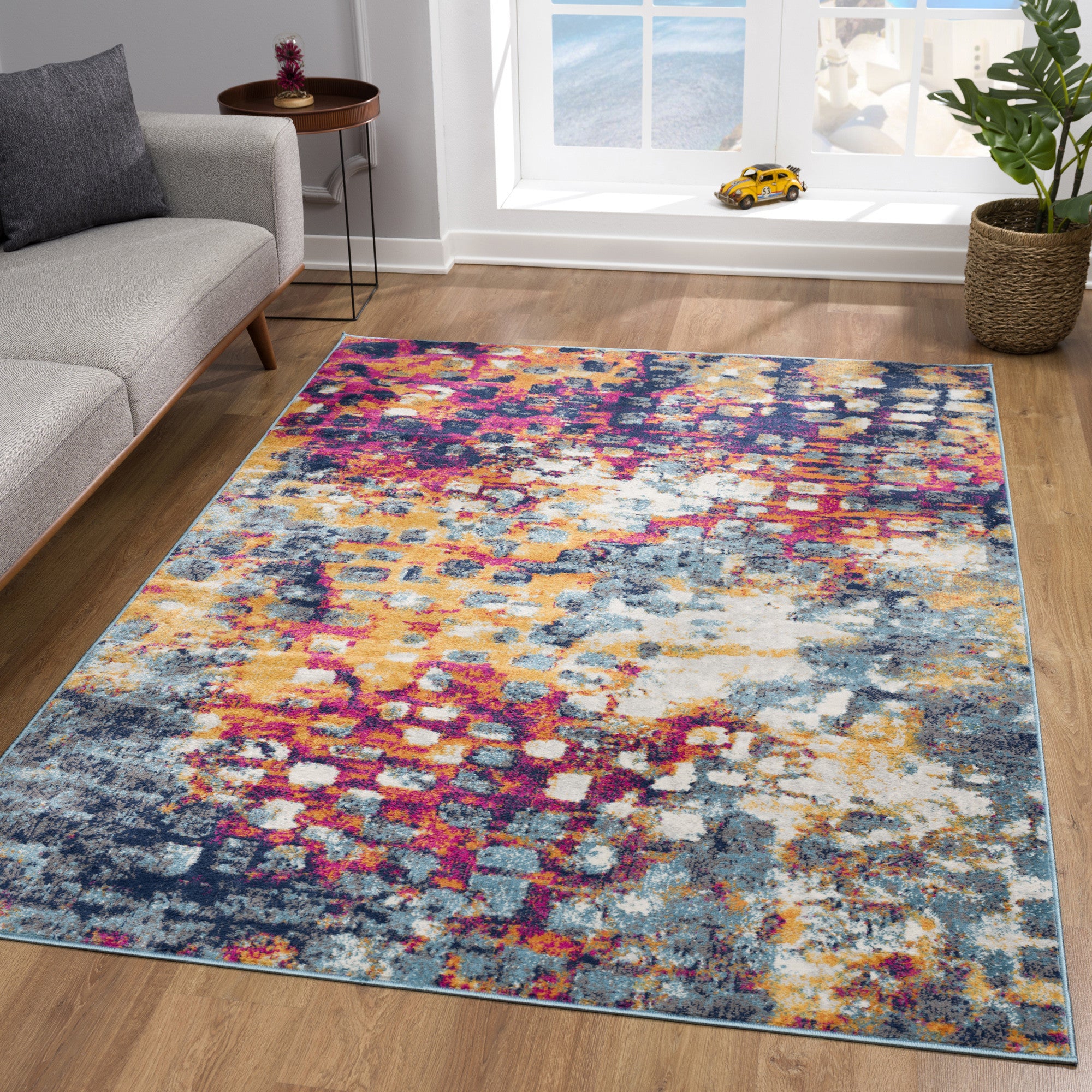 4' X 6' Teal Blue Abstract Dhurrie Area Rug