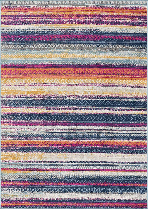 2’ X 13’ Multicolor Irregular Stripe Boho Runner Rug