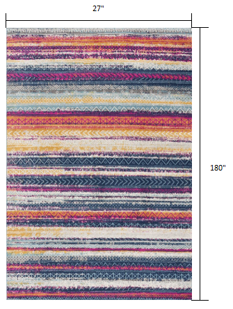 2’ X 15’ Multicolor Irregular Striped Runner Rug