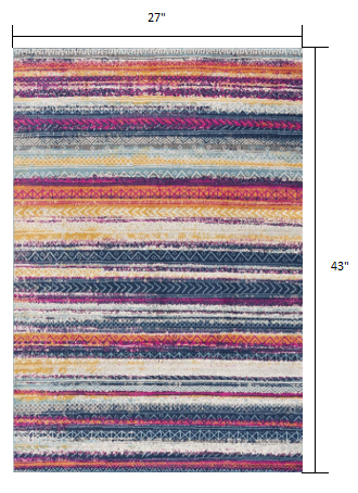 2’ X 4’ Multicolor Irregular Stripe Boho Area Rug