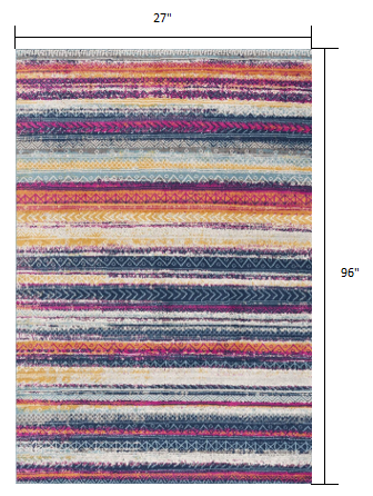 2’ X 8’ Multicolor Irregular Striped Runner Rug