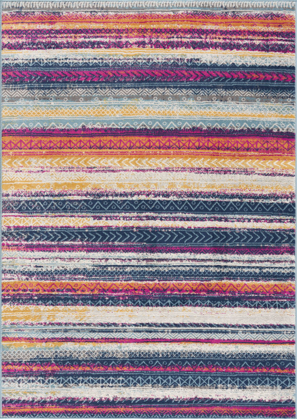 4’ X 6’ Multicolor Irregular Striped Area Rug