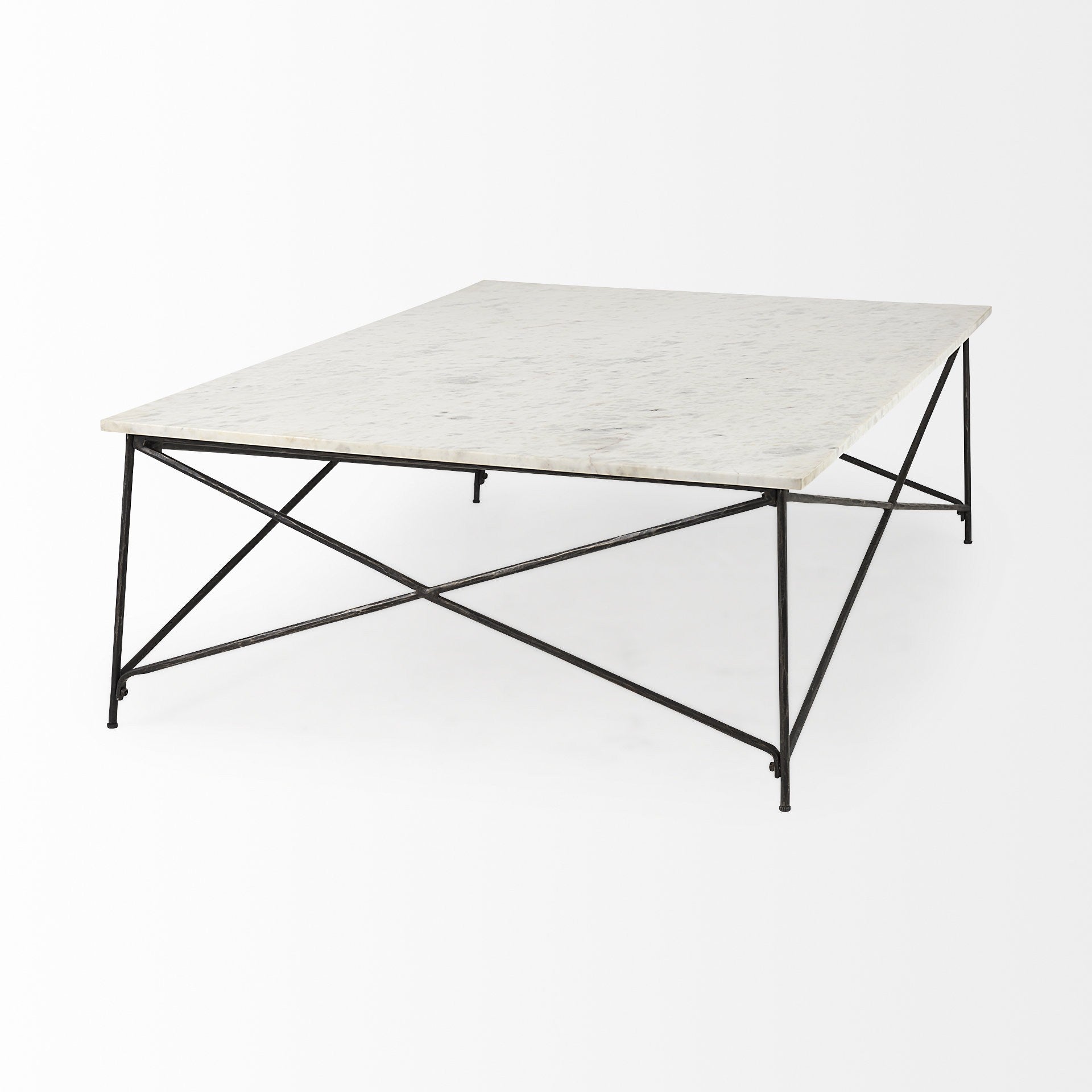 White Marble Criss Cross Base Coffee Table