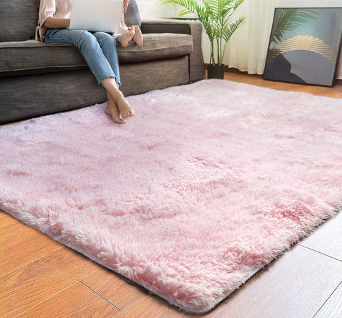 4' X 5' Pink Shag Power Loom Area Rug