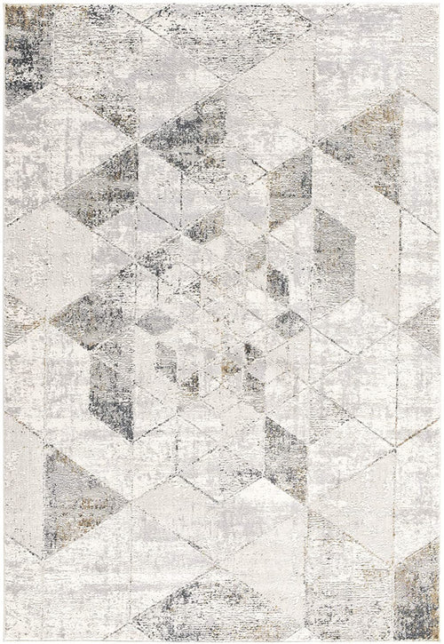 4' X 6' Gray And Ivory Geometric Area Rug