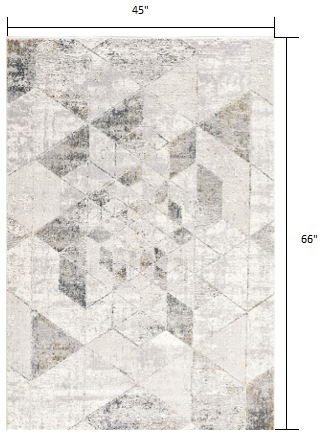 4' X 6' Gray And Ivory Geometric Area Rug