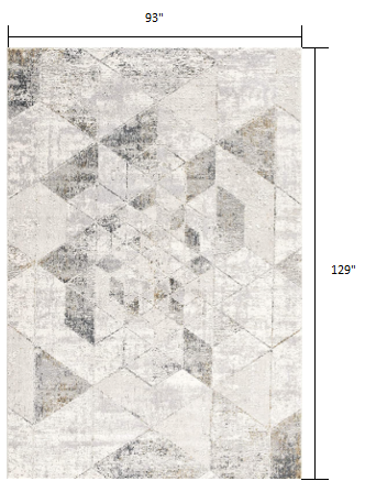 8' X 11' Gray And Ivory Geometric Area Rug