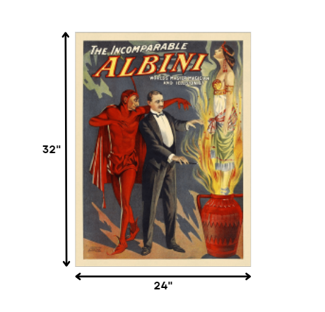 24" X 32" The Incomparable Albini Vintage Magic Poster Wall Art