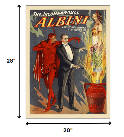 20" X 28" The Incomparable Albini Vintage Magic Poster Wall Art