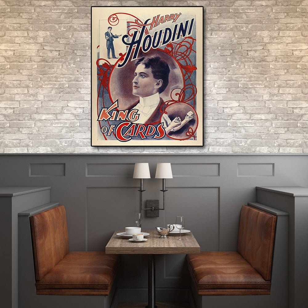 24" X 20" Houdini King Of Cards Vintage Magic Poster Wall Art