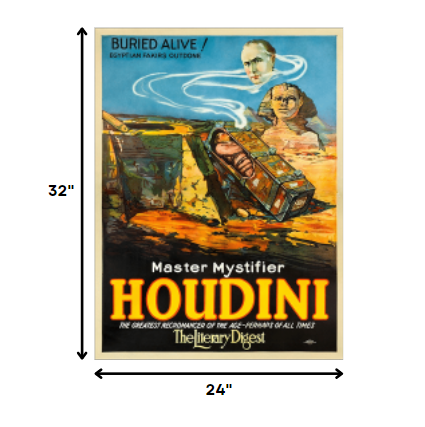 Master Mystifier Houdini Vintage Magic Unframed Print Wall Art