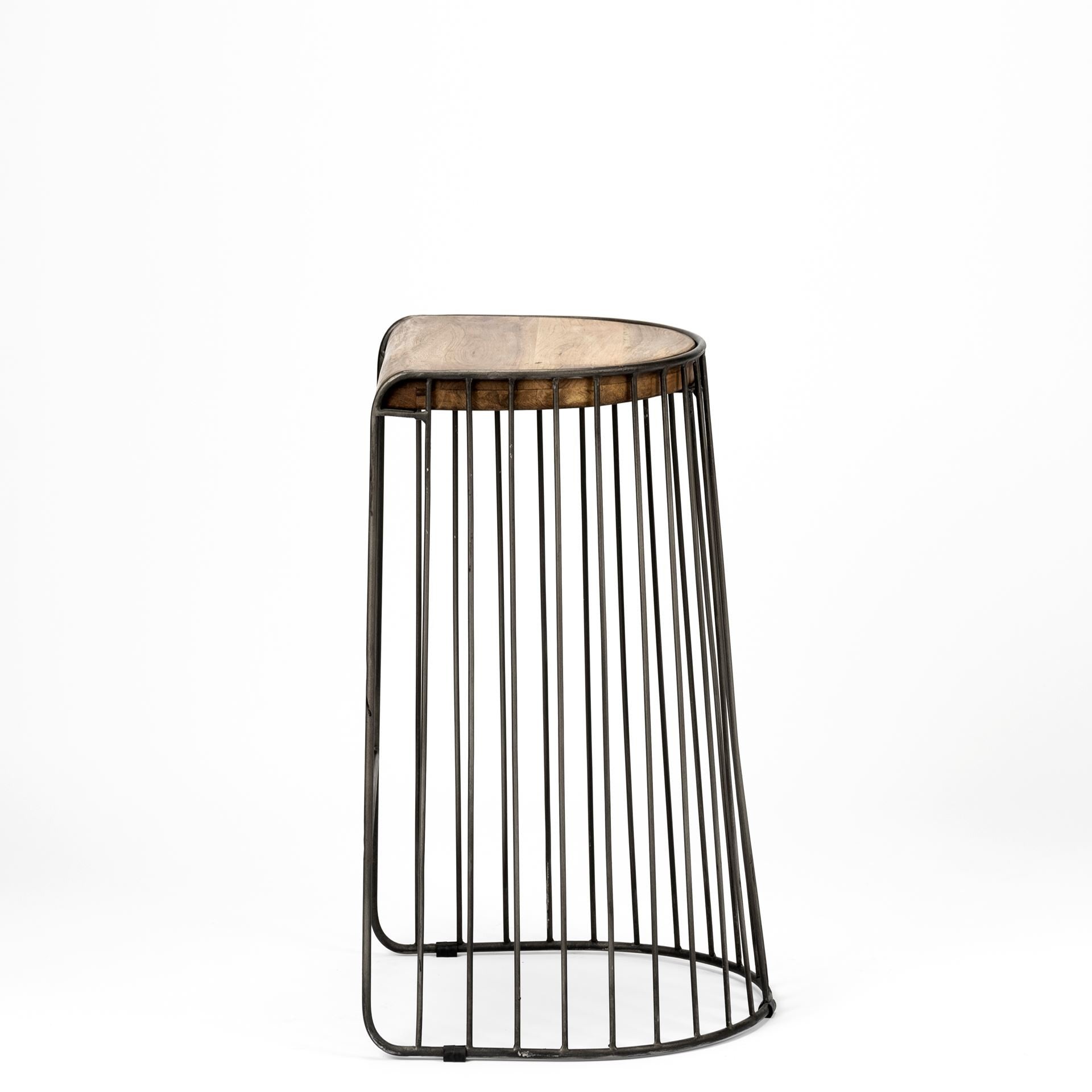 Wood And Metal Wire Design Counter Stool