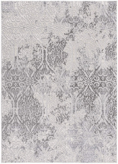 5’ X 8’ Cream And Gray Tinted Ogee Pattern Area Rug