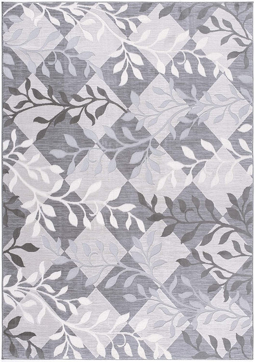 7’ X 10’ Gray Diamond And Vines Area Rug