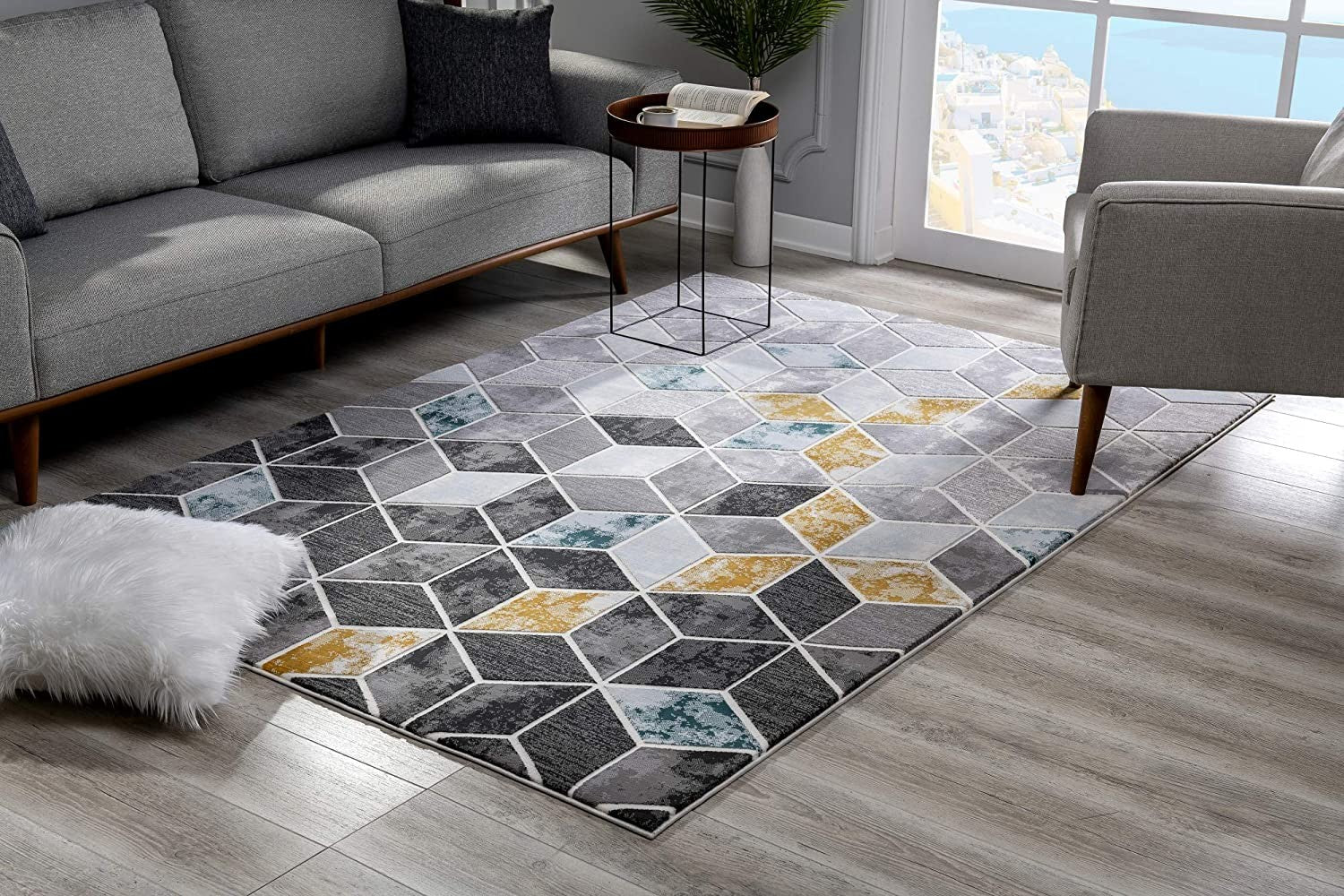 8' X 10' Gray Geometric Power Loom Area Rug