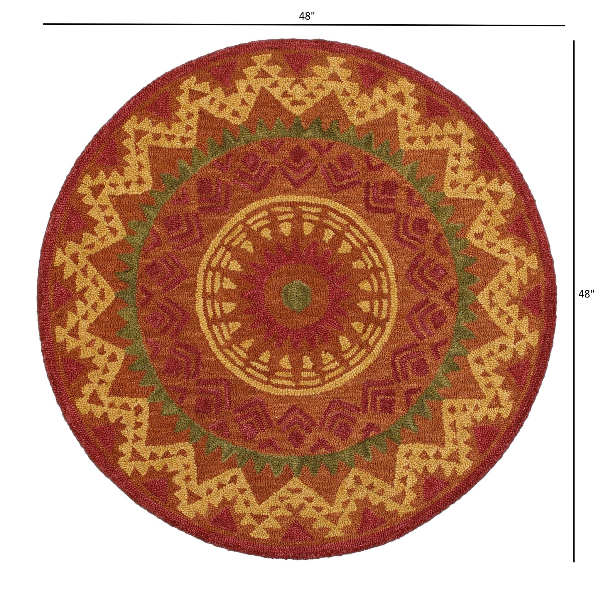 4’ Round Orange Decorative Area Rug