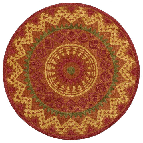 6’ Round Orange Decorative Area Rug