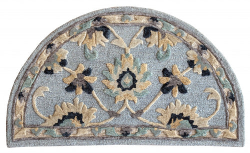 2’ X 4’ Blue And Beige Floral Hearth Rug