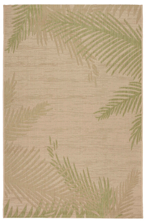 5' X 7' Beige Floral Indoor Outdoor Area Rug