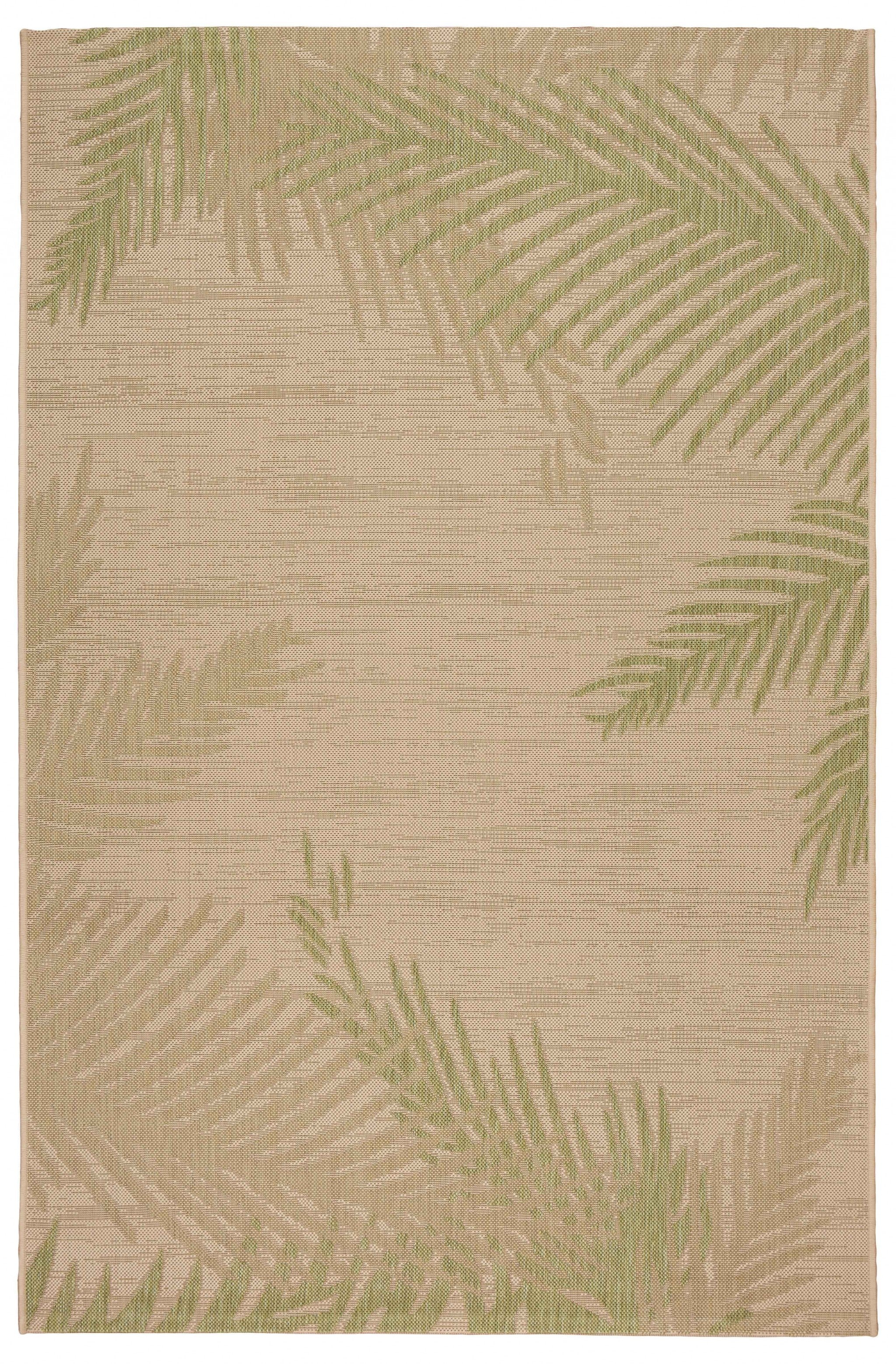 8' X 9' Beige Floral Indoor Outdoor Area Rug