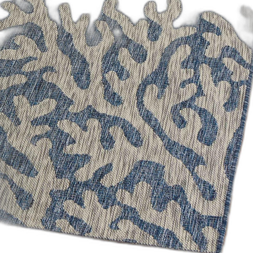 5' X 7' Blue And Gray Indoor Outdoor Area Rug