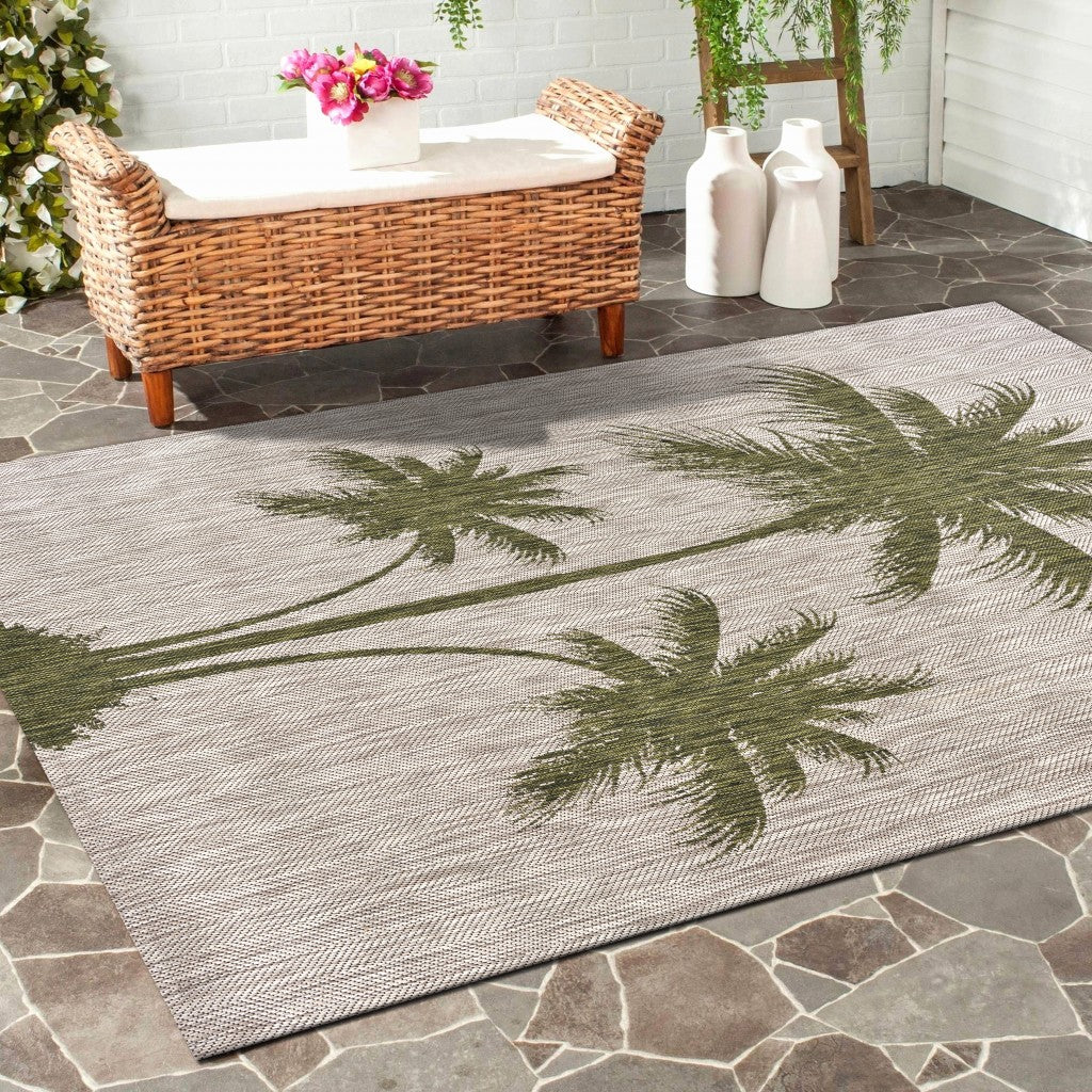 5' X 7' Beige Floral Indoor Outdoor Area Rug