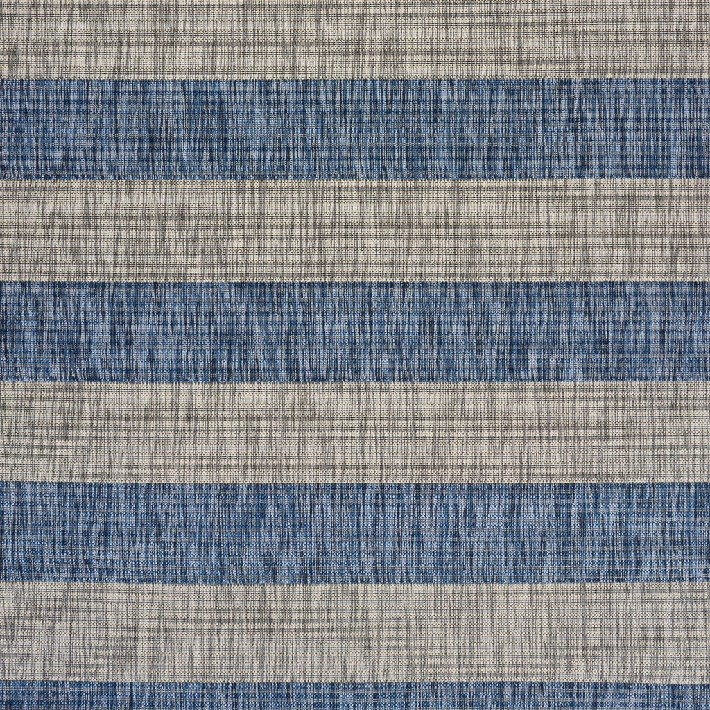 5' X 7' Blue And Gray Striped Indoor Outdoor Area Rug