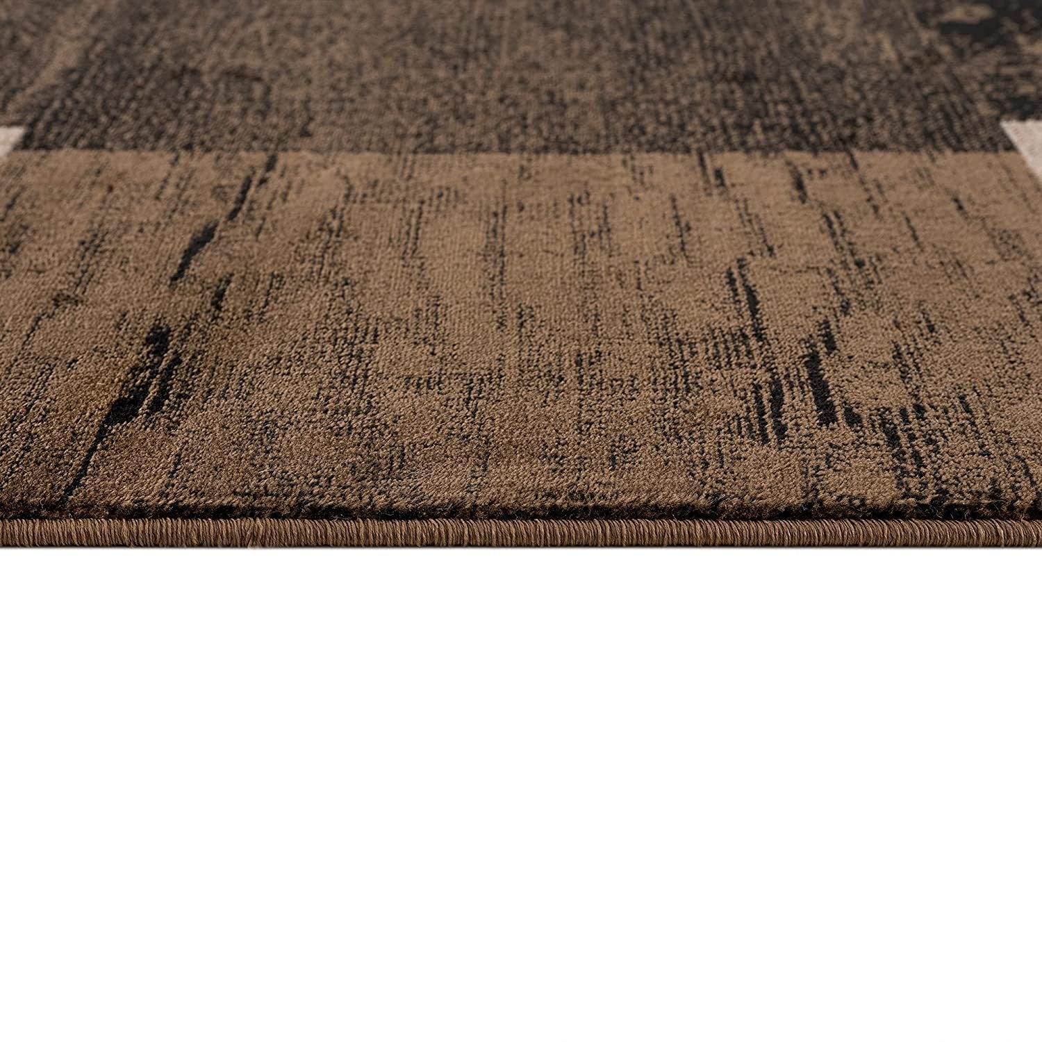 8' X 10' Brown Checkered Dhurrie Area Rug