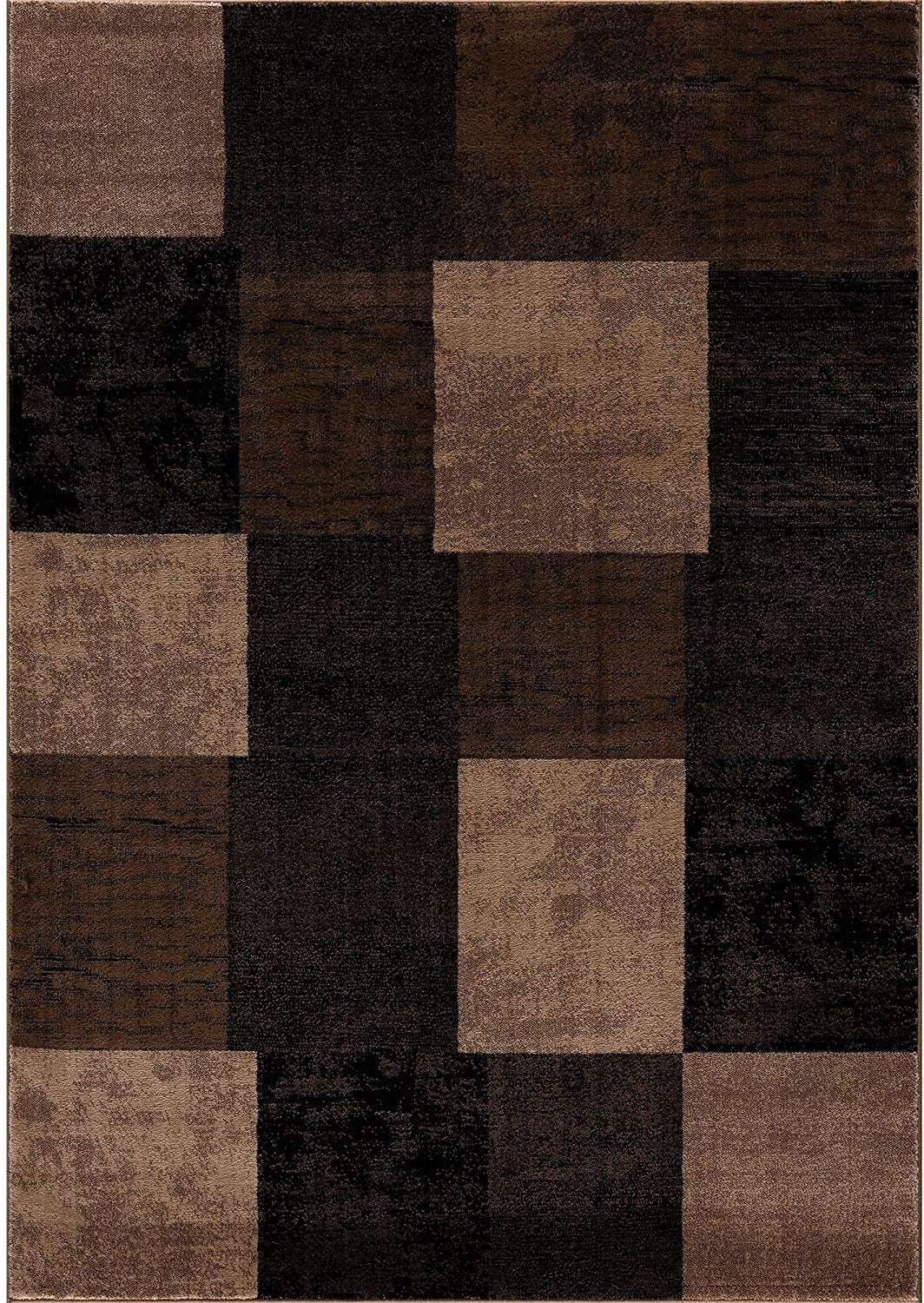 8' X 10' Brown Checkered Dhurrie Area Rug