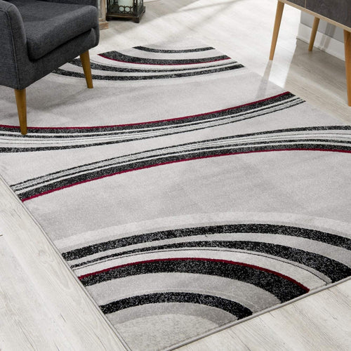 15' Gray Abstract Power Loom Runner Rug