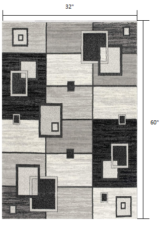 3' X 5' Gray Abstract Power Loom Area Rug