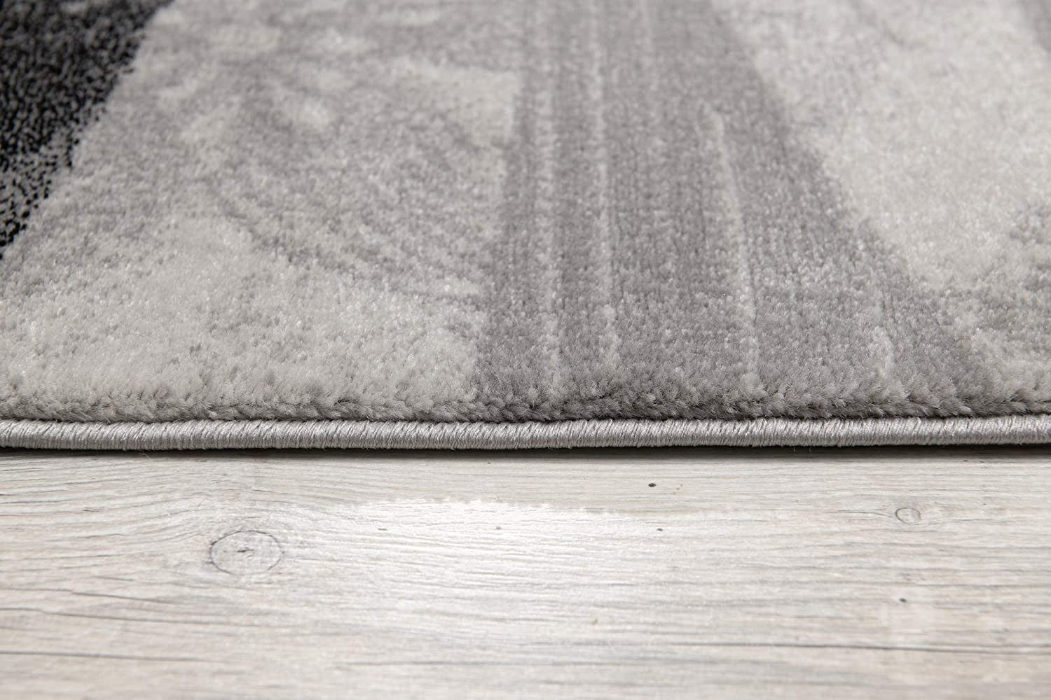 15' Gray Abstract Power Loom Runner Rug