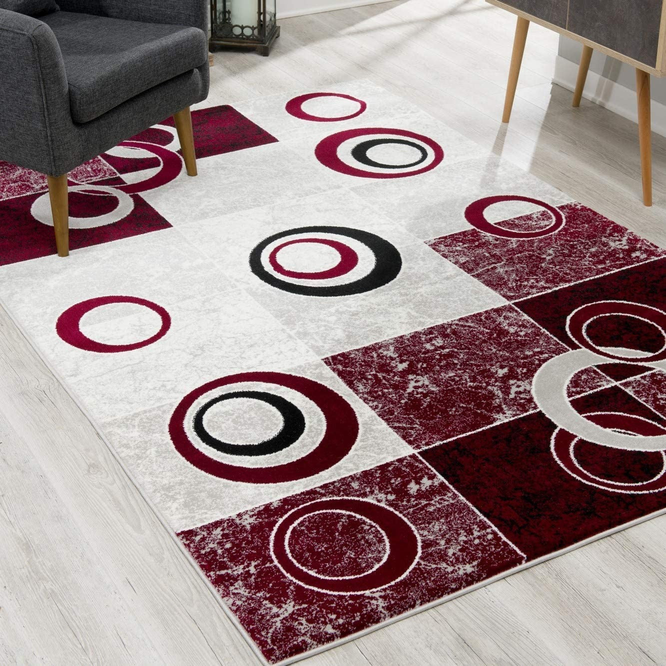 15' Red Abstract Dhurrie Runner Rug